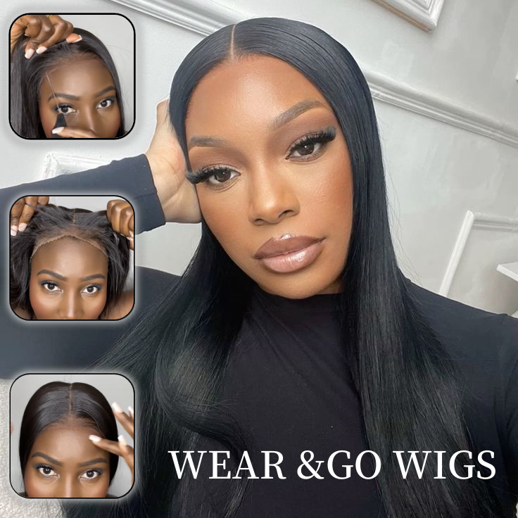 Glueless Synthetic Wear and Go 9x7 Lace Front Straight Wig - Straight Premium Human-Hair-Like Fiber