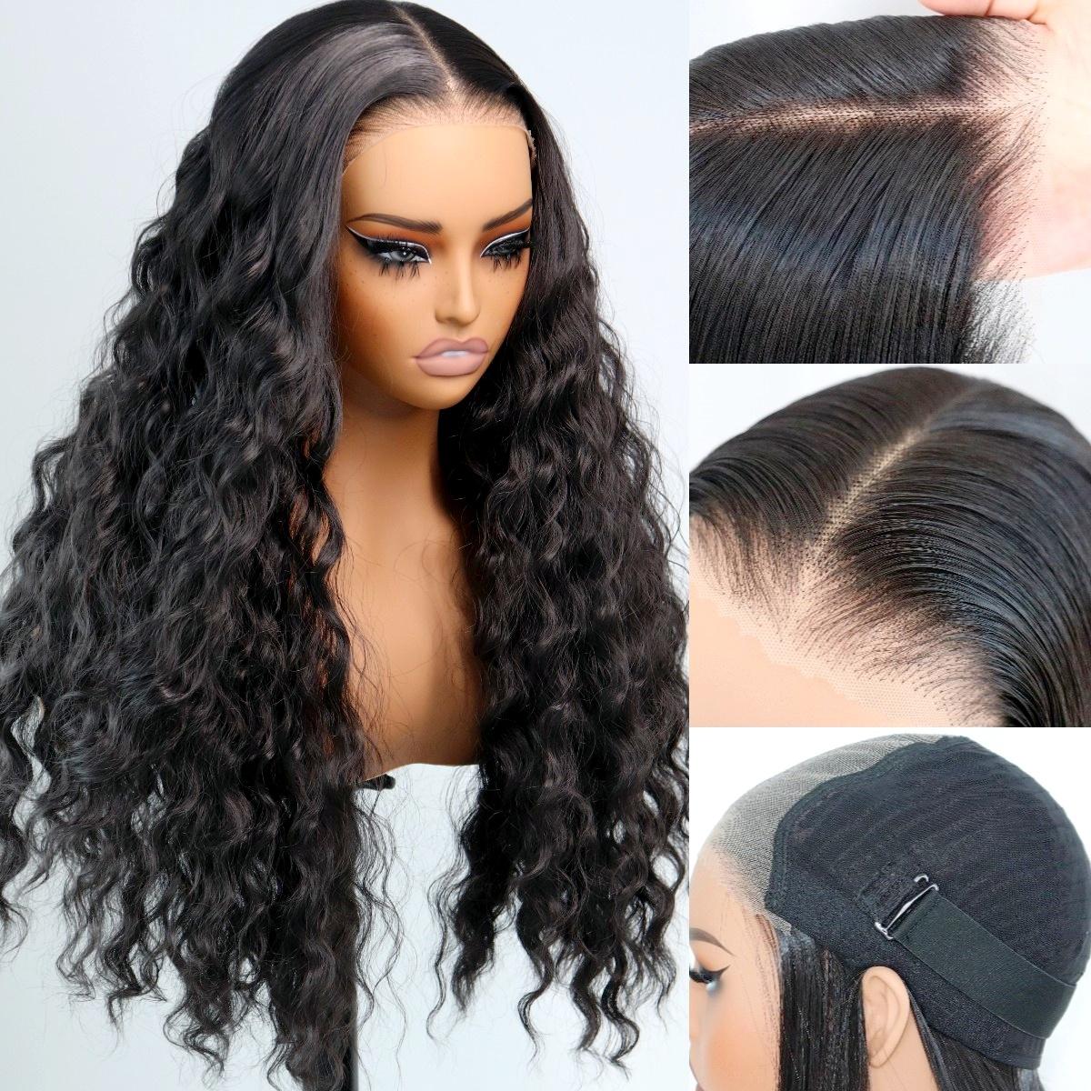 Glueless Synthetic Water Wave 9X7 Lace Front Wig Wear And Go Premium Human-Hair-Like Fiber