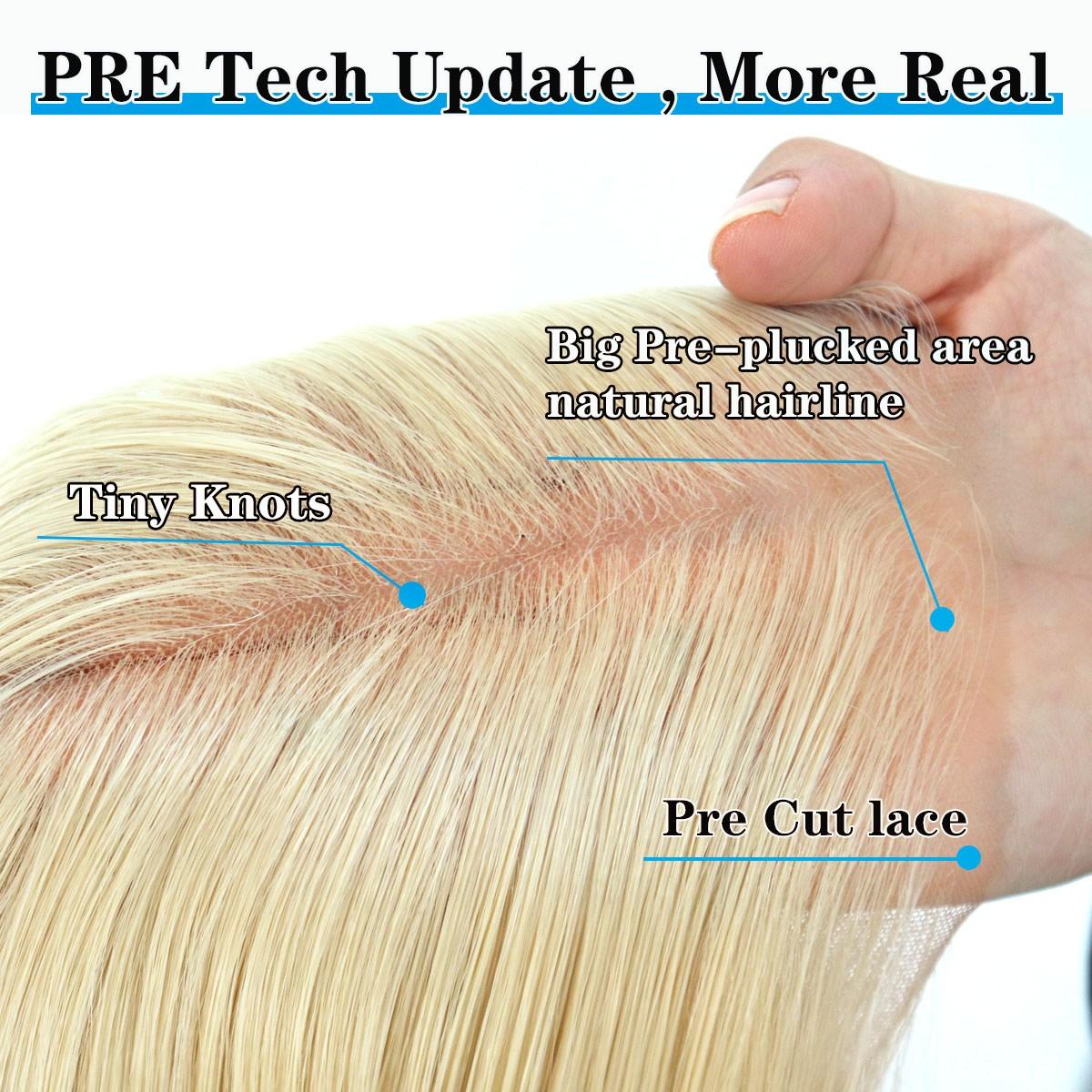 Wear and Go Glueless 9x7 Blonde Lace Front Synthetic Bone Straight Wigs Double Drawn Bob Wig