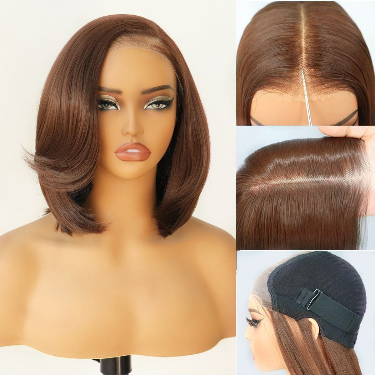 Ua Hair Glueless Synthetic layered cut 9x7 Lace Front Wig Wear And Go Pre Plucked Pre Cut Straight Wig Vivid Self Growing Clean Hairline with Tiny Knots Heat Resistant Premium Human-Hair-Like Fiber
