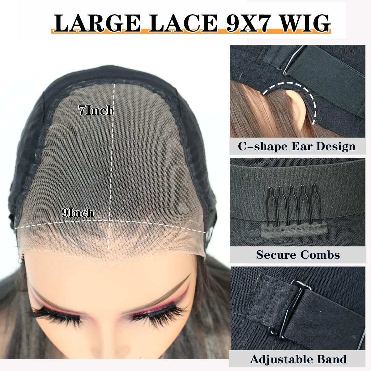 Synthetic layered cut 9x7 Lace Front 8/30 Dark Brown Wig Glueless Wear And Go Wig Premium Fiber