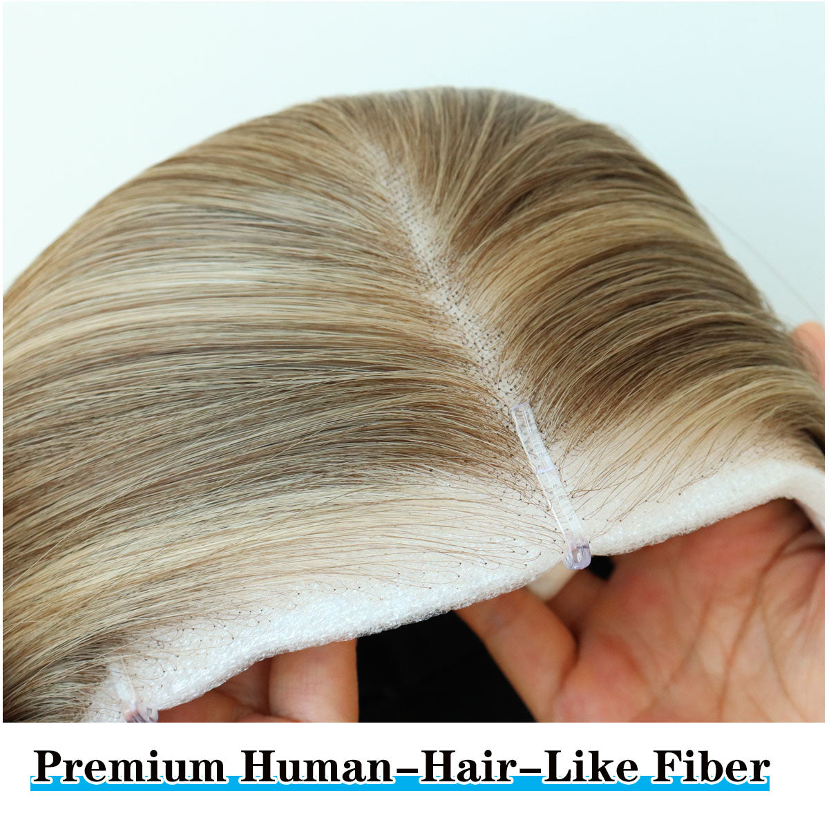 Ua Hair Glueless Synthetic layered cut 9x7 Brown&Blonde Highlight Lace Front Wig Wear And Go Pre Plucked Pre Cut Straight Wig Vivid Self Growing Clean Hairline with Tiny Knots Heat Resistant Premium Human-Hair-Like Fiber