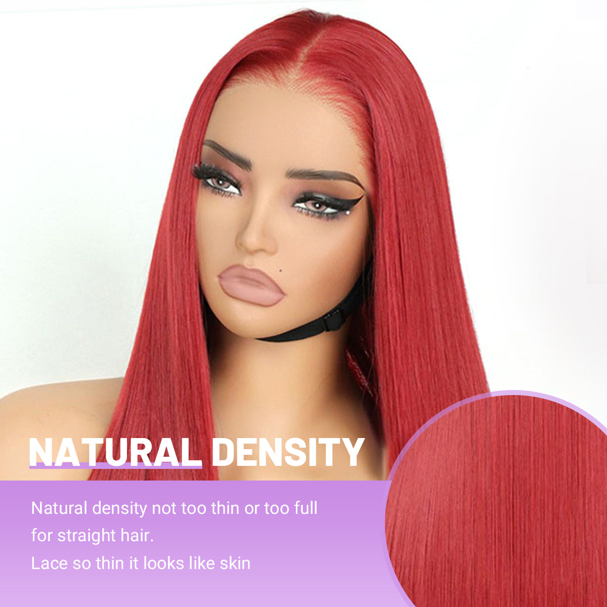 Red Wig 9x7 Glueless Synthetic Lace Front Wig,Wear And Go Pre Plucked Pre Cut Straight Wig Premium Human-Hair-Like Fiber