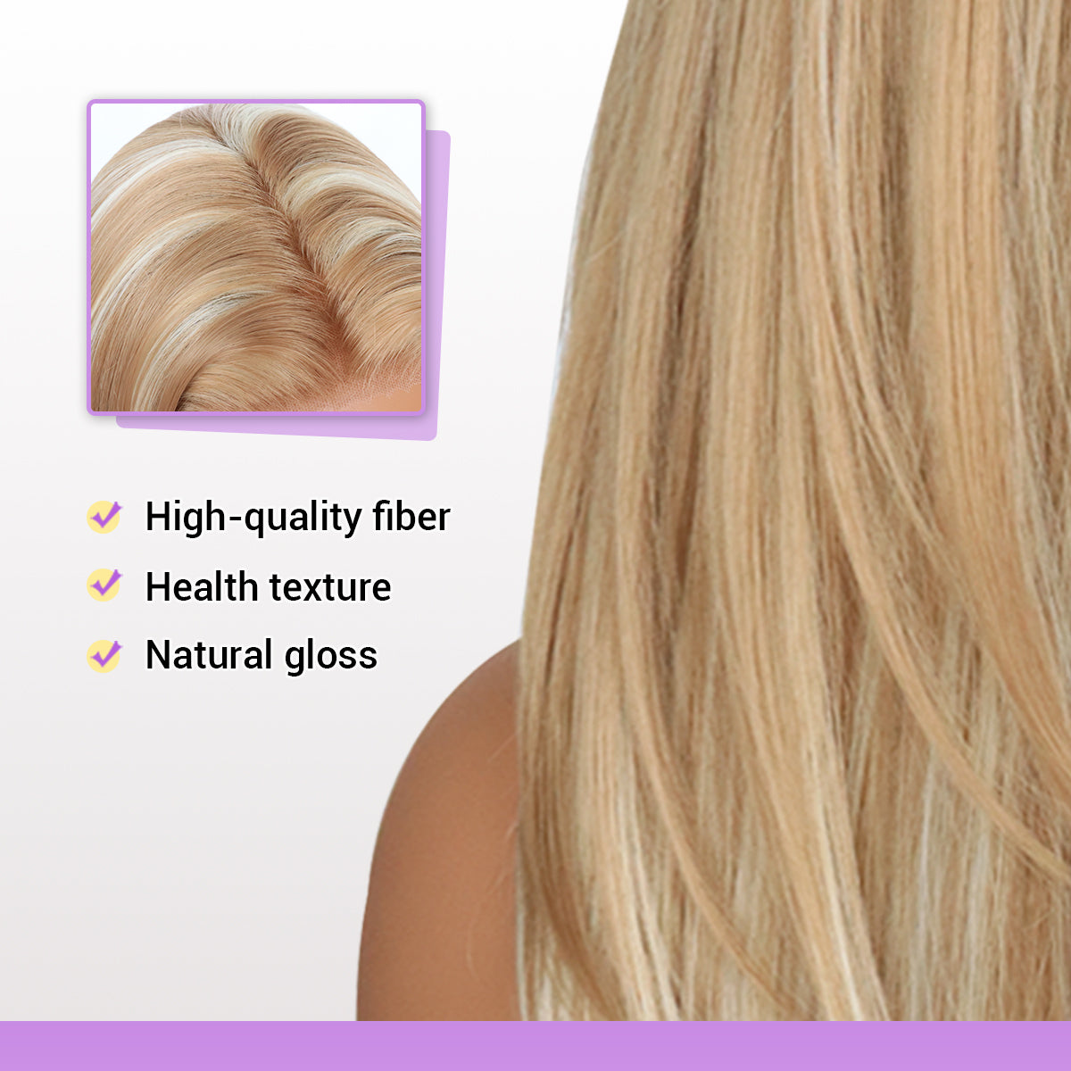 Mix Blonde Synthetic layered cut Lace Front Glueless Wig Wear And Go Pre Plucked Pre Cut Straight Wig Tiny Knots Premium Fiber