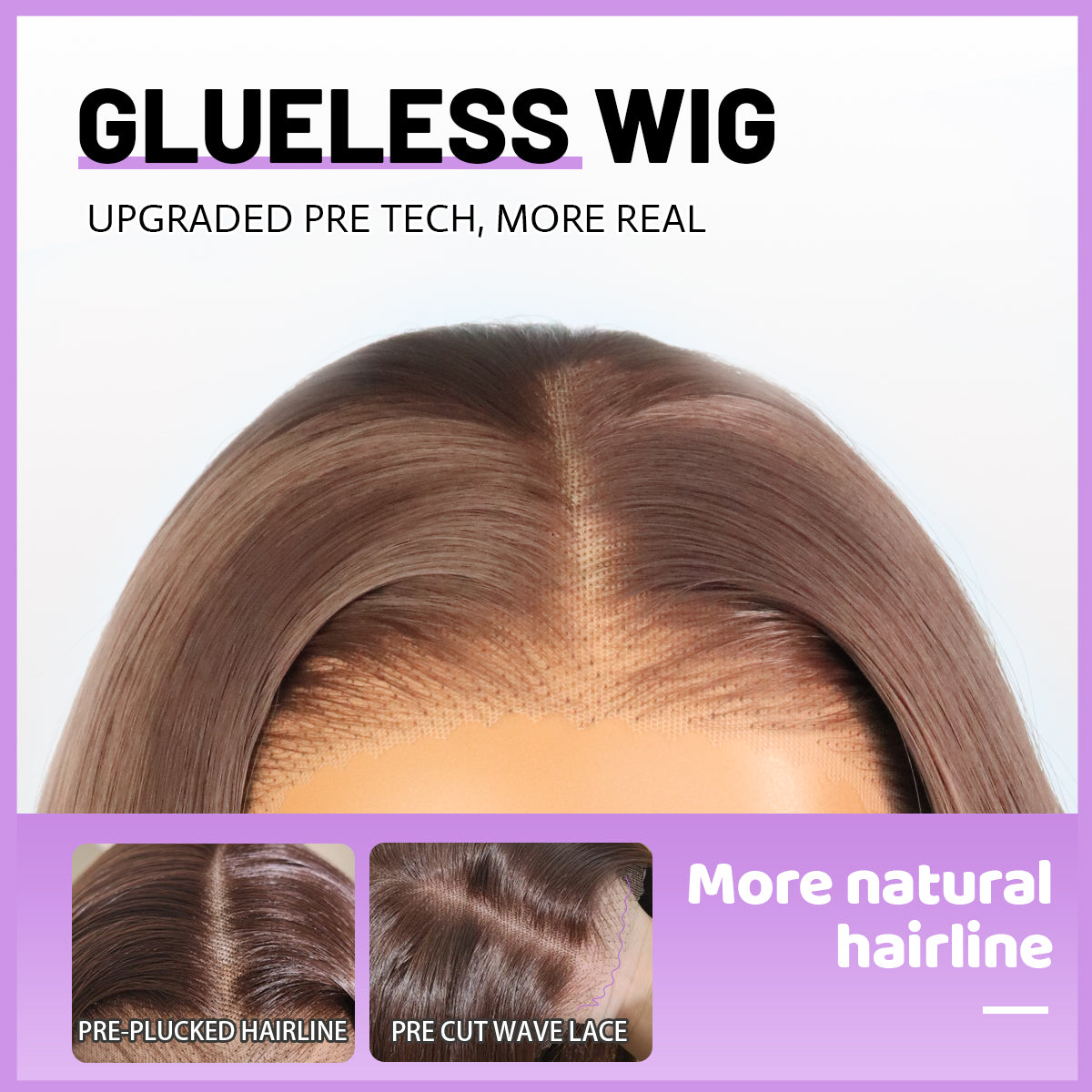 Glueless Synthetic layered cut 9x7 Lace Front Wig Chocolate Brown Wear And Go Premium Human-Hair-Like Fiber
