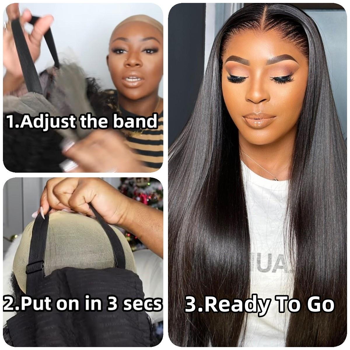 Glueless Synthetic Wear and Go 9x7 Lace Front Straight Wig - Straight Premium Human-Hair-Like Fiber