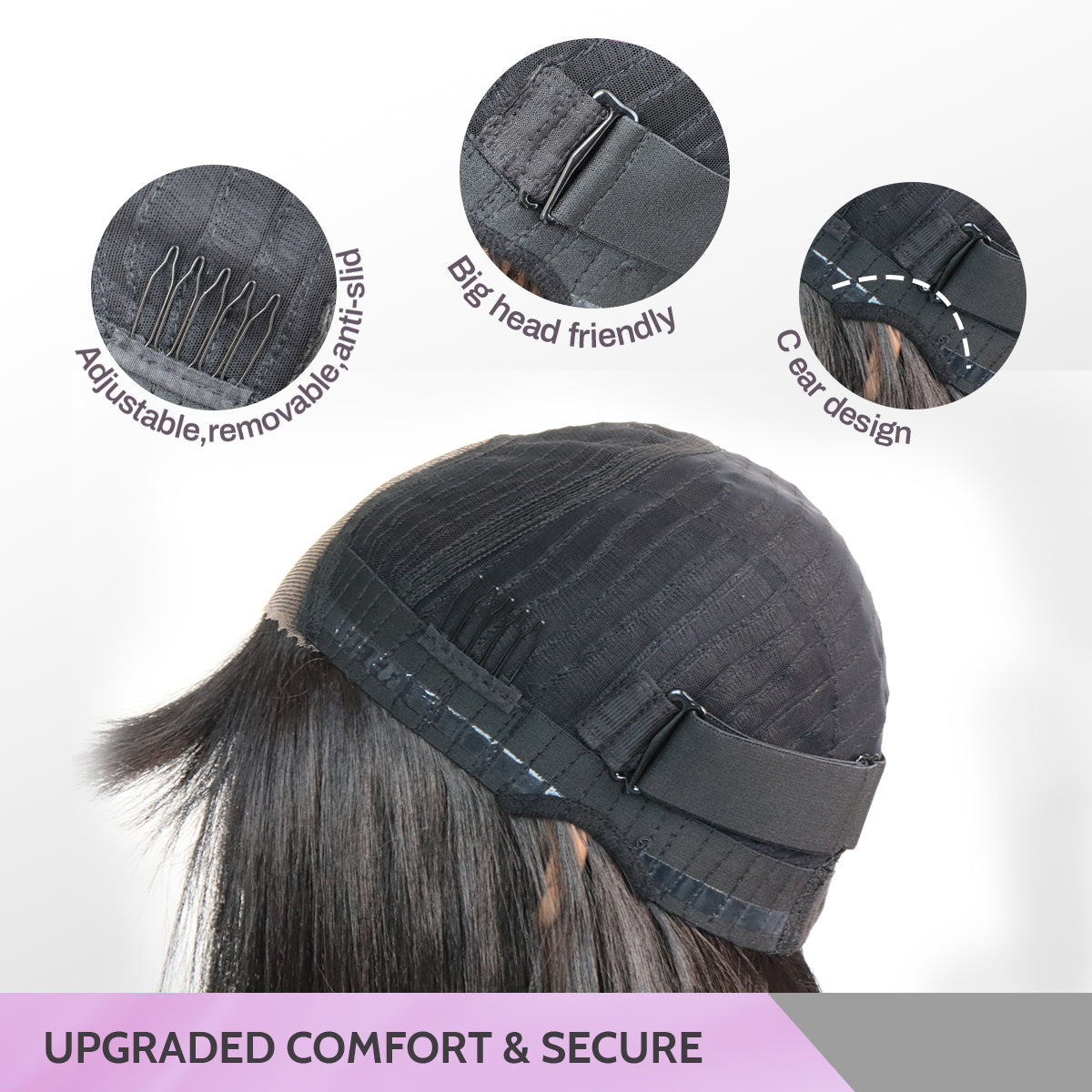 Glueless 5x4 Lace Front Synthetic Yaki Straight Bob Wig with Bangs Wear and Go short Blunt Cut Bob Wig