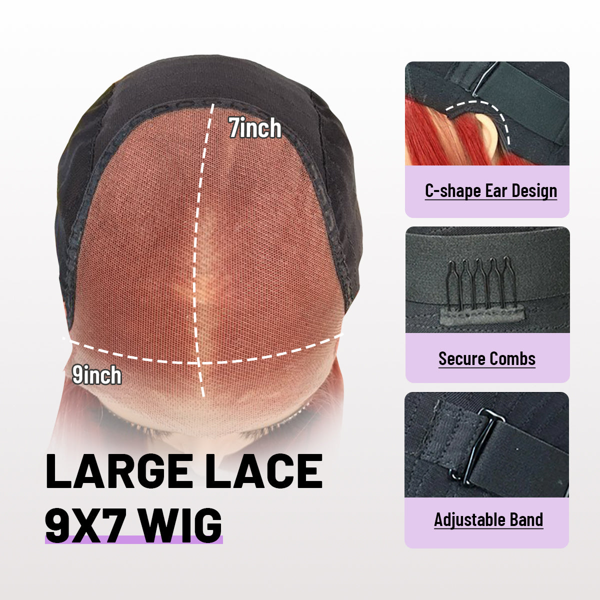 Red Wig 9x7 Glueless Synthetic Lace Front Wig,Wear And Go Pre Plucked Pre Cut Straight Wig Premium Human-Hair-Like Fiber
