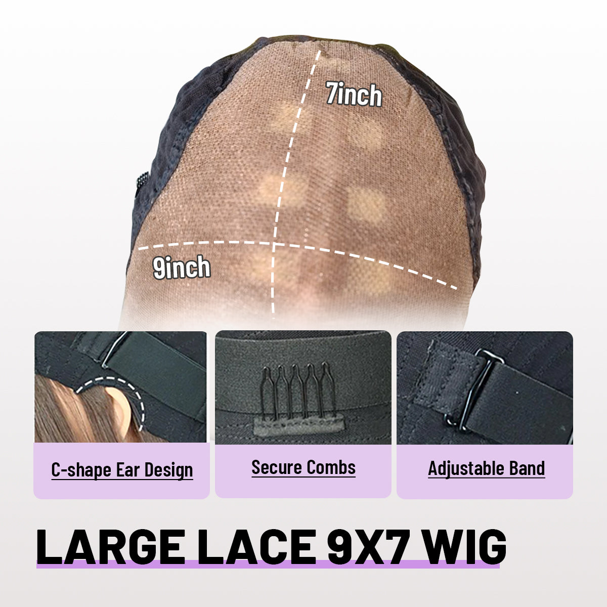 9x7 Glueless Synthetic Ombre Highlight Lace Front Straight Wig Premium Human-Hair-Like Fiber