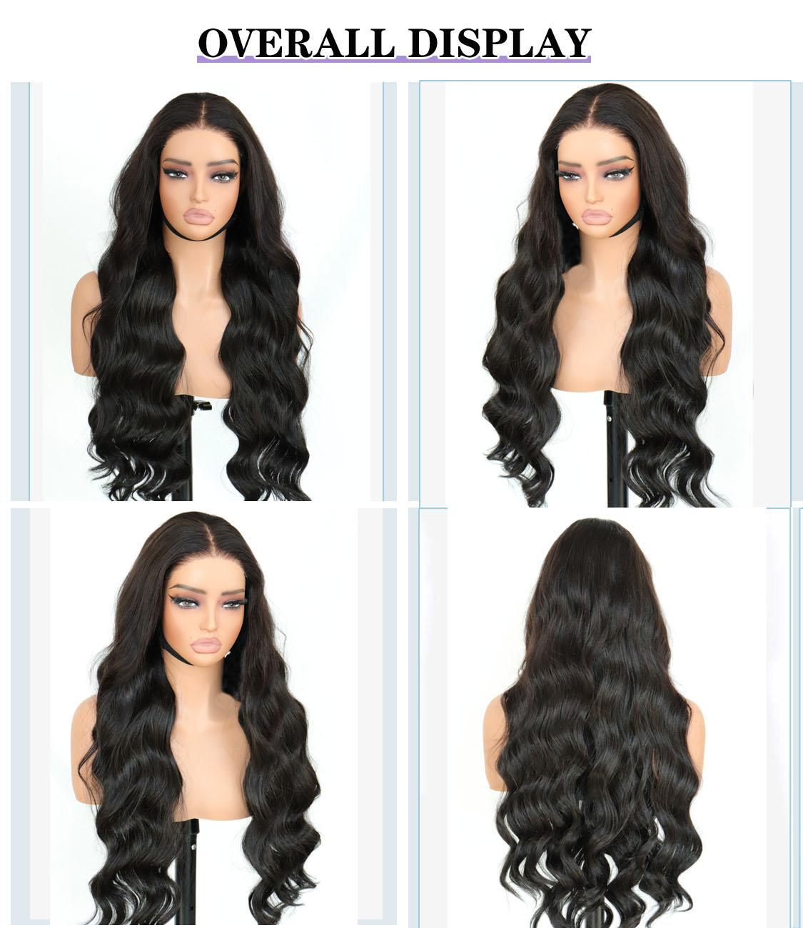 Glueless Body Wave Wig Wear and Go 6x4 Lace Front Wig Natural Hairline Premium Human-Hair-Like Fiber
