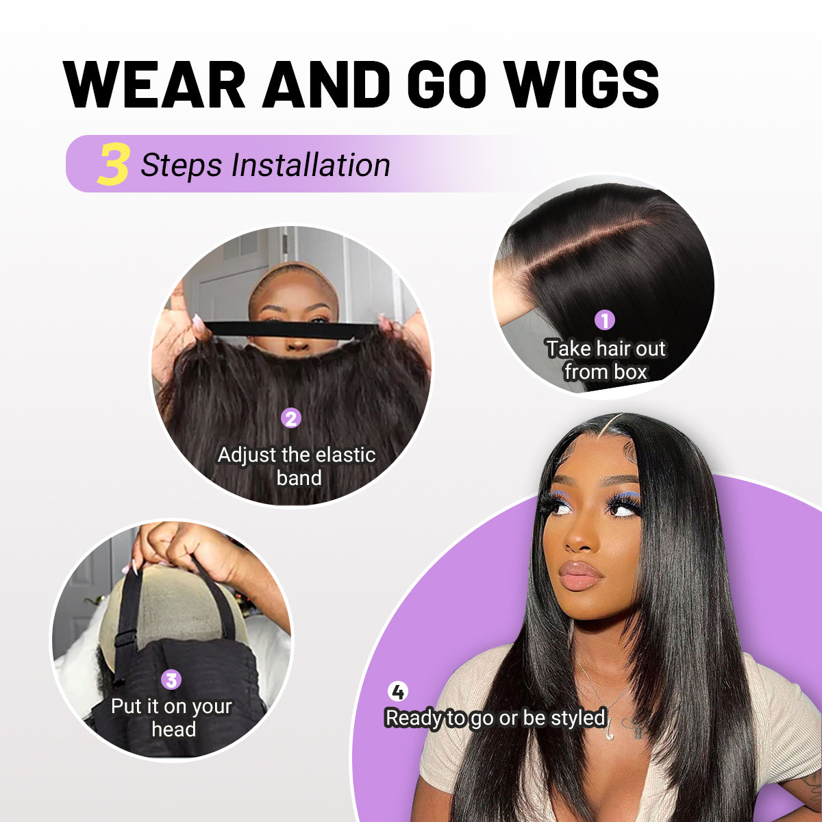 Glueless Synthetic layered cut 9x7 Lace Front Wig Wear And Go Premium Human-Hair-Like Fiber