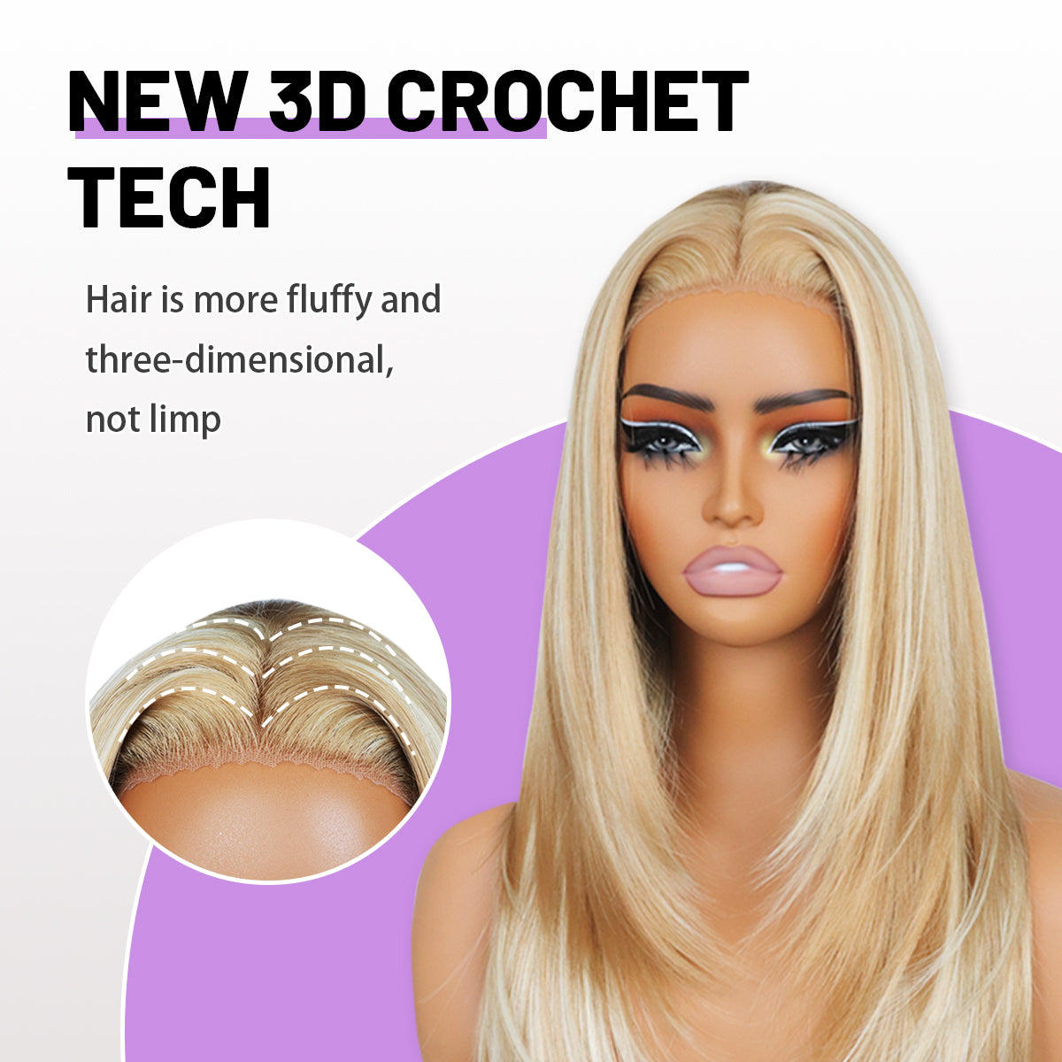 Mix Blonde Synthetic layered cut Lace Front Glueless Wig Wear And Go Pre Plucked Pre Cut Straight Wig Tiny Knots Premium Fiber