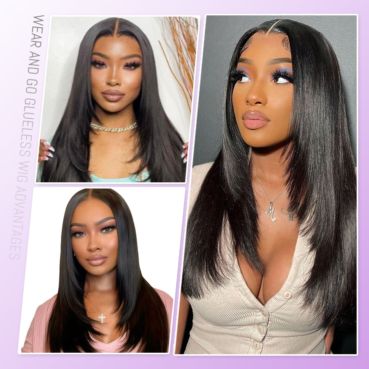 Glueless Synthetic layered cut 9x7 Lace Front Wig Wear And Go Premium Human-Hair-Like Fiber