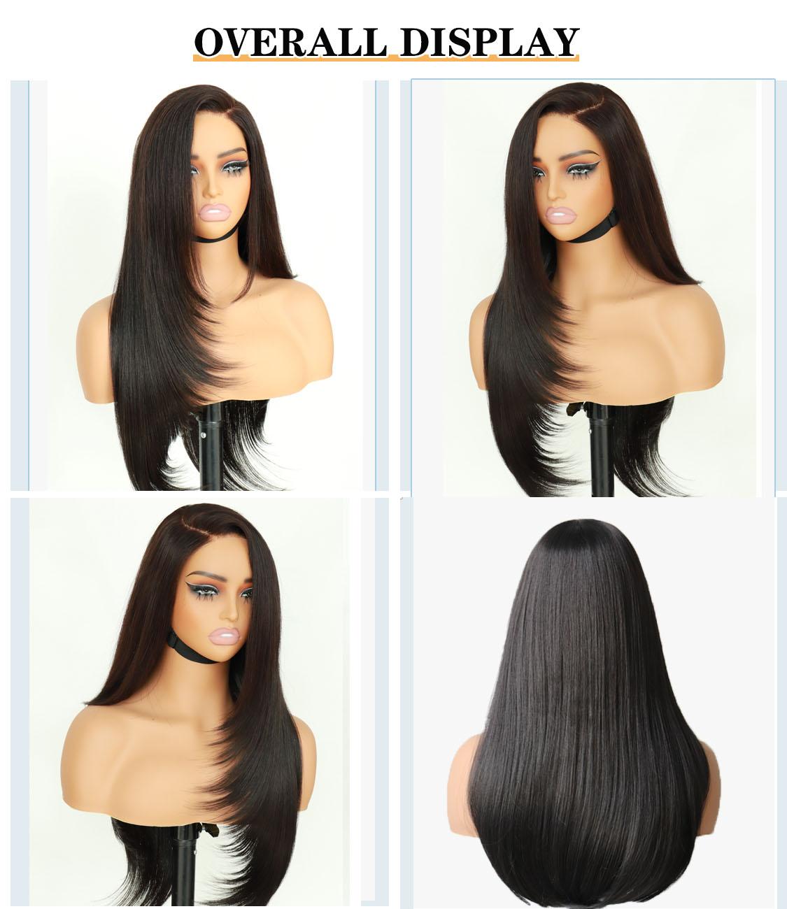 Skinlike Real HD Lace C-Part Layered Wig Wear and Go Glueless Straight Wig Natural Hairline Ultra-thin HD Lace Pre Plucked Pre Cut Tiny Knots 220% Density