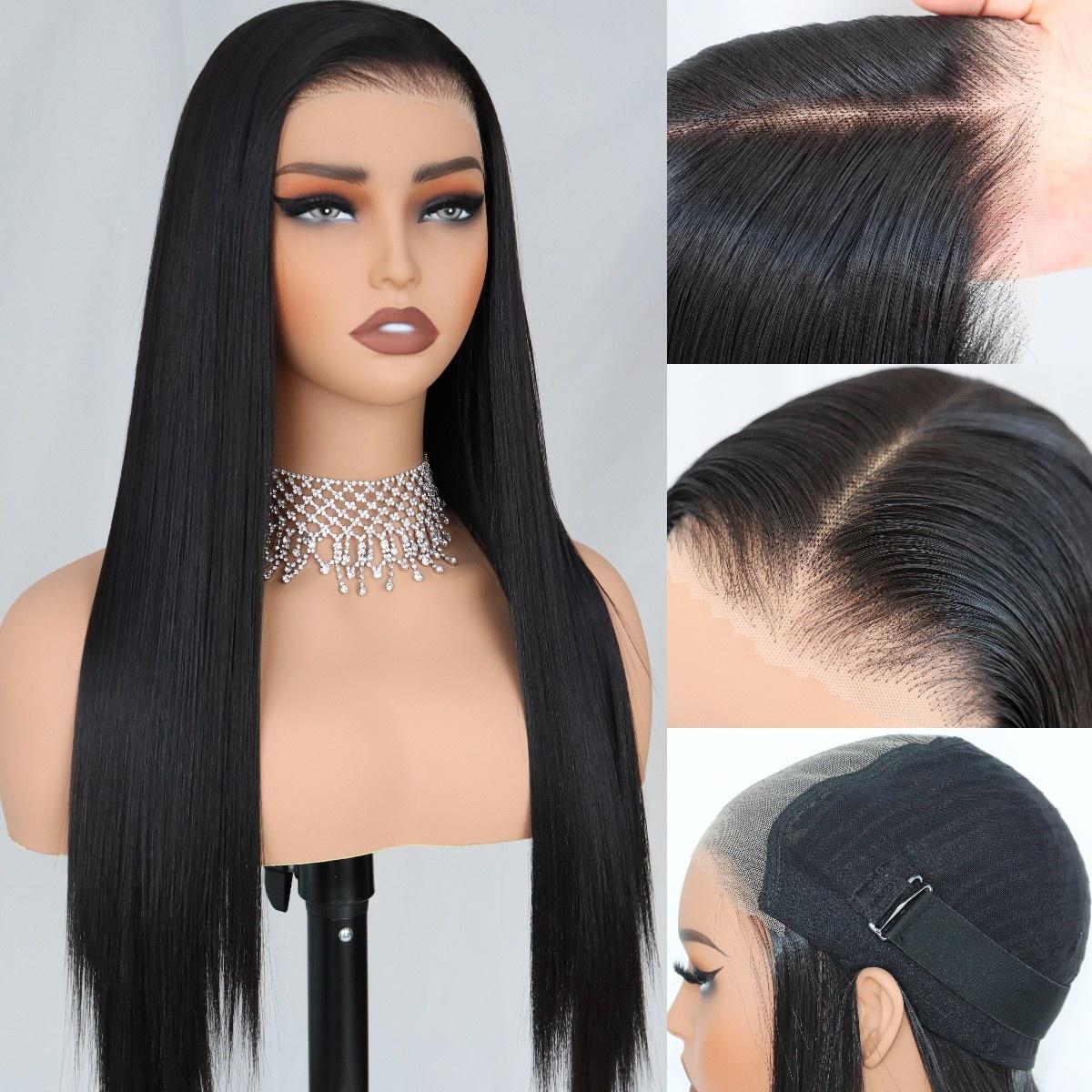 Glueless Synthetic Wear and Go 9x7 Lace Front Straight Wig - Straight Premium Human-Hair-Like Fiber