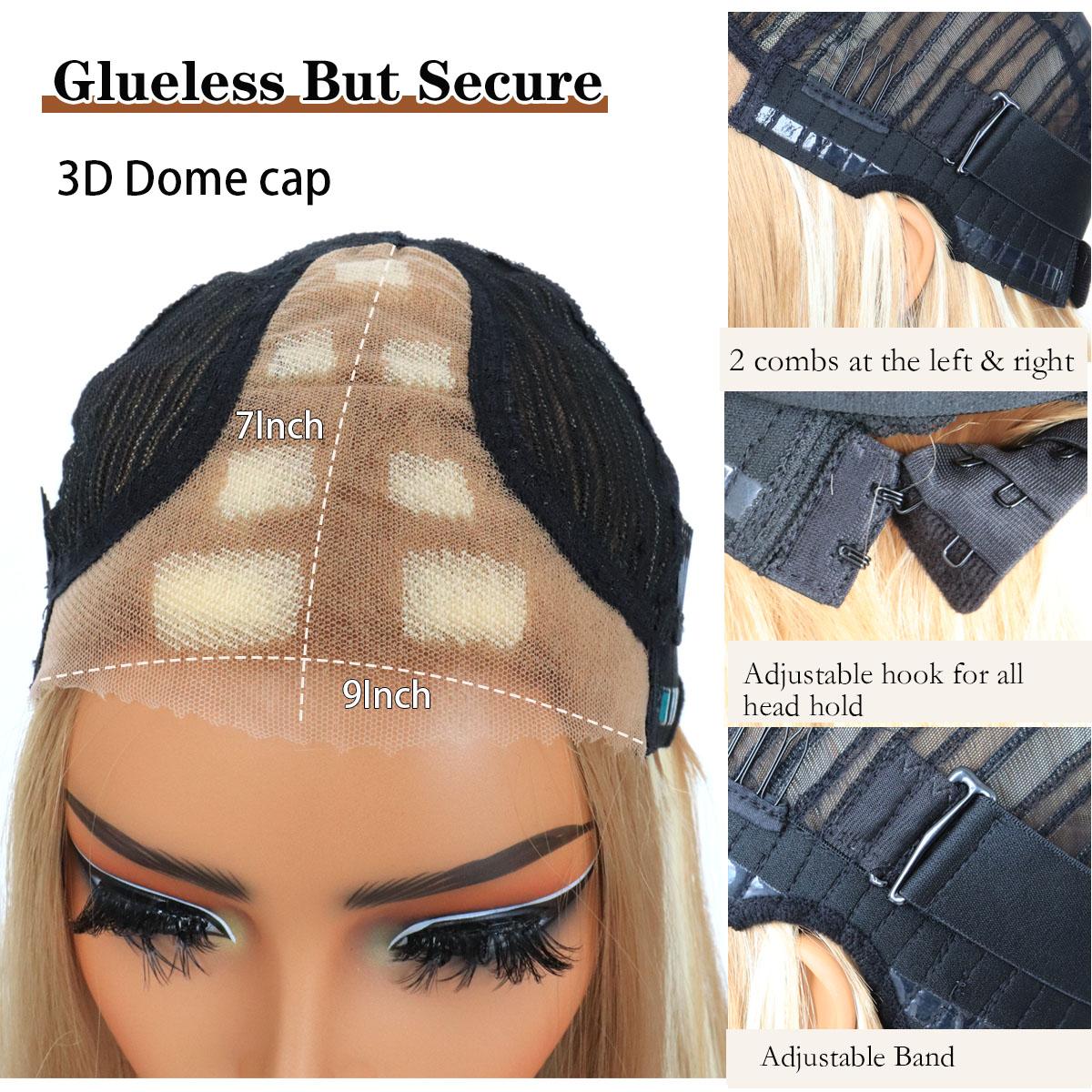 Mix Blonde Synthetic layered cut Lace Front Glueless Wig Tiny Knots Premium Fiber