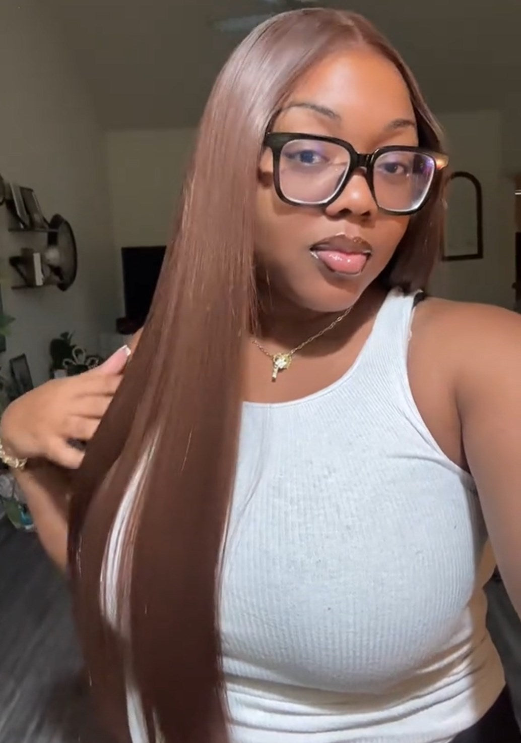 Chocolate Brown Glueless Synthetic Wear and Go 9x7 Lace Front Wig Premium Human-Hair-Like Fiber