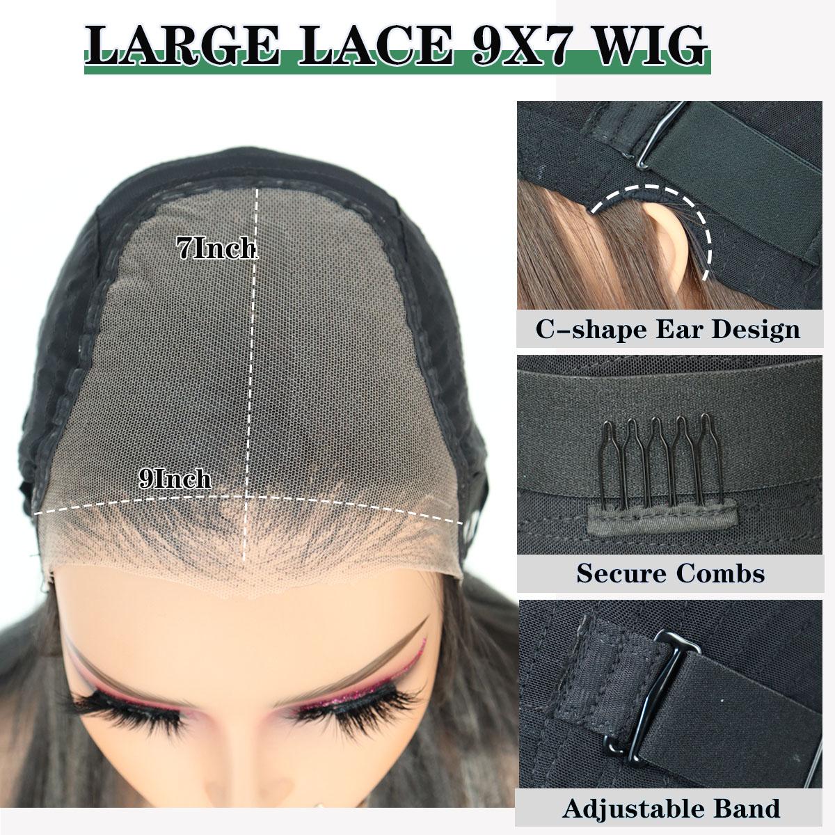 Glueless Synthetic Water Wave 9X7 Lace Front Wig Wear And Go Premium Human-Hair-Like Fiber