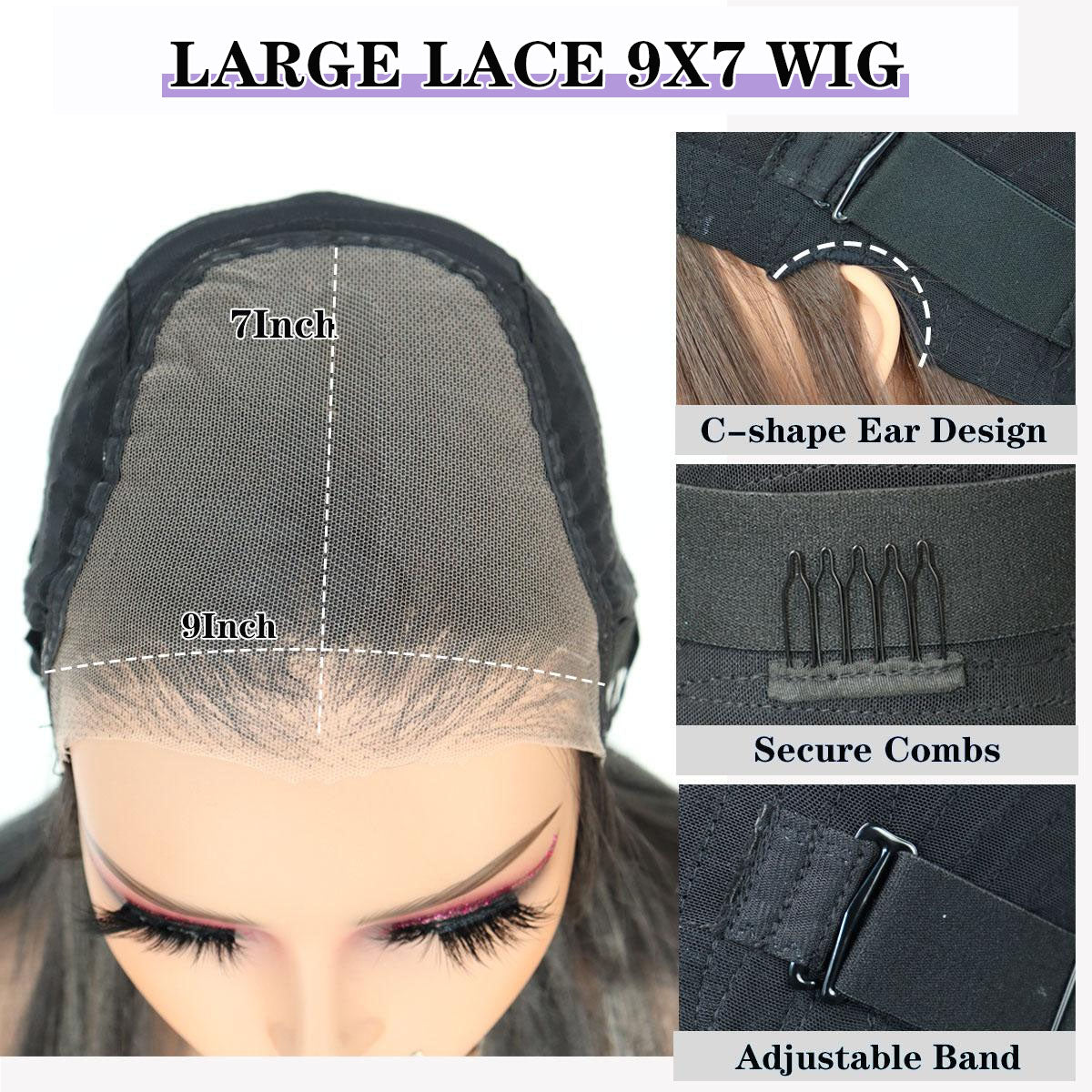 9x7 Glueless Synthetic Chocolate Brown Bob Wig Wear and Go Bone Straight Wigs Double Drawn