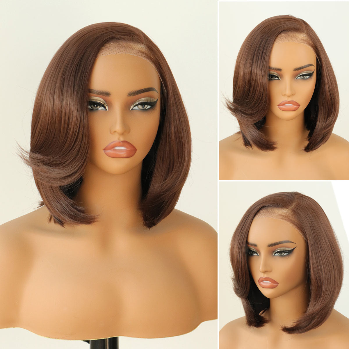 Glueless Synthetic layered cut 9x7 Lace Front Wig Straight Wig Premium Human-Hair-Like Fiber