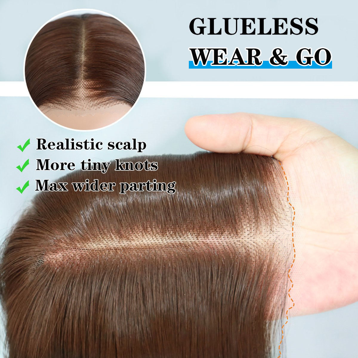 9x7 Glueless Synthetic Chocolate Brown Bob Wig Wear and Go Bone Straight Wigs Double Drawn