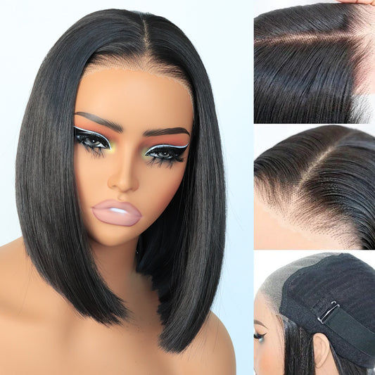 Wear and Go Glueless 9x7 Lace Front Synthetic Straight Wigs Bob Wig