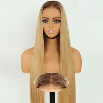 Honey Blonde Wig 9x7 Glueless Synthetic Lace Front  Straight Wig Premium Human-Hair-Like Fiber