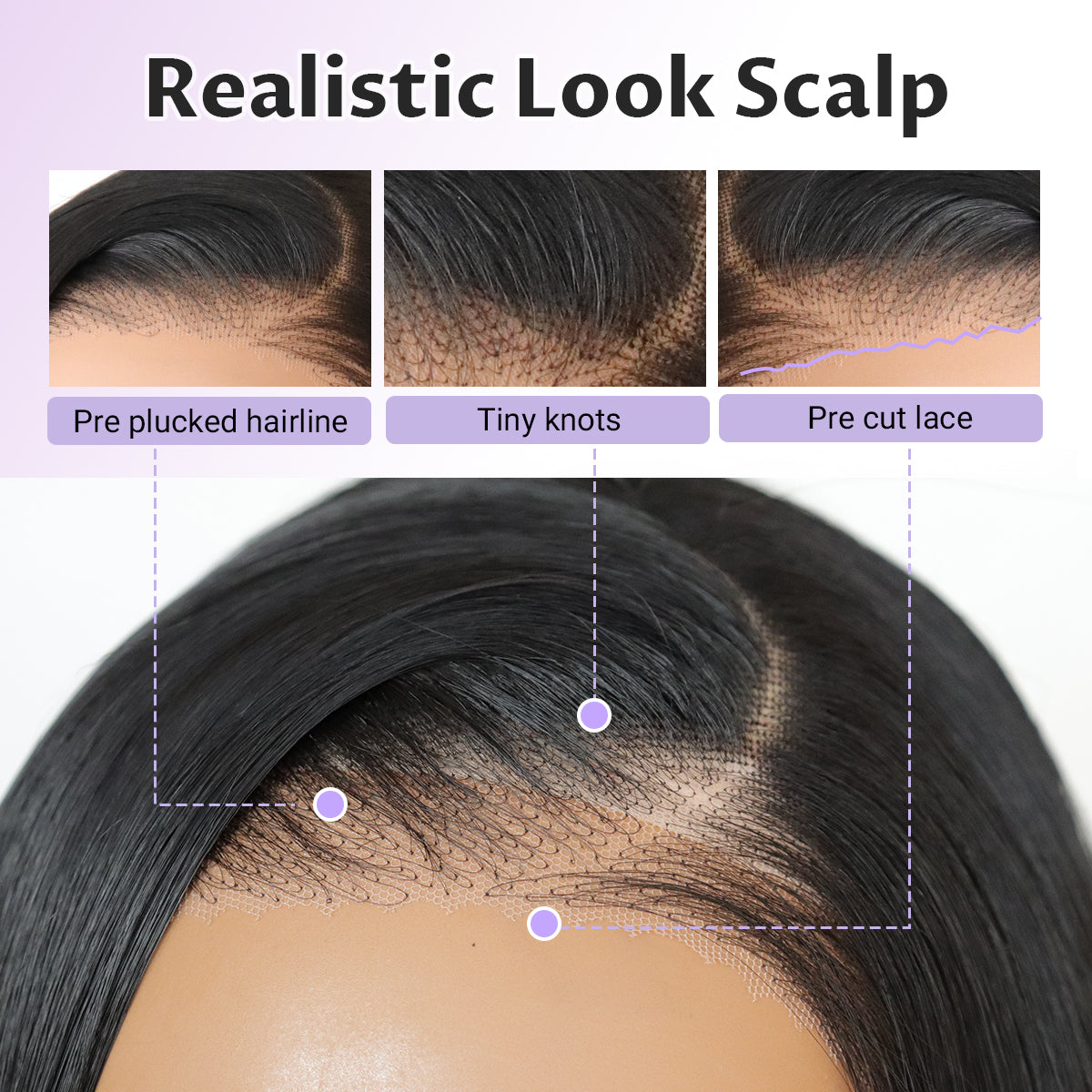 U&A HAIR Wear and Go Glueless 9X7 Yaki Straight Lace Front Wigs 220% Density Pre Cut Plucked Invisible Knots 20 Inches