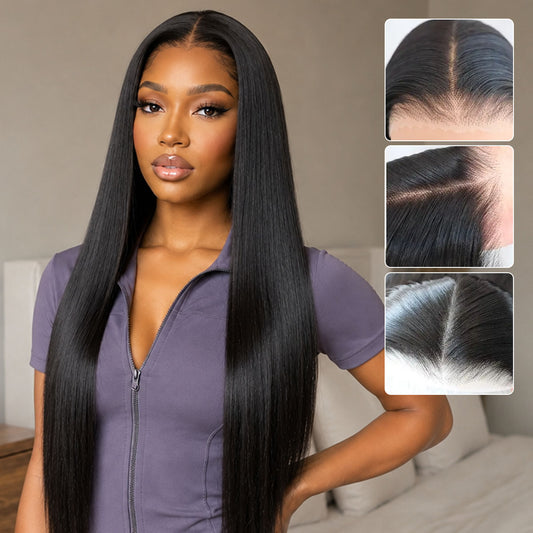 U&A 9x7 Lace Front Straight Wig Premium Human Hair-Like Fiber Glueless Wear and Go