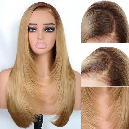 9x7 Glueless C-Part Layered Wig Wear and Go Lace Front Straight Wig Pre Plucked Pre Cut Tiny Knots