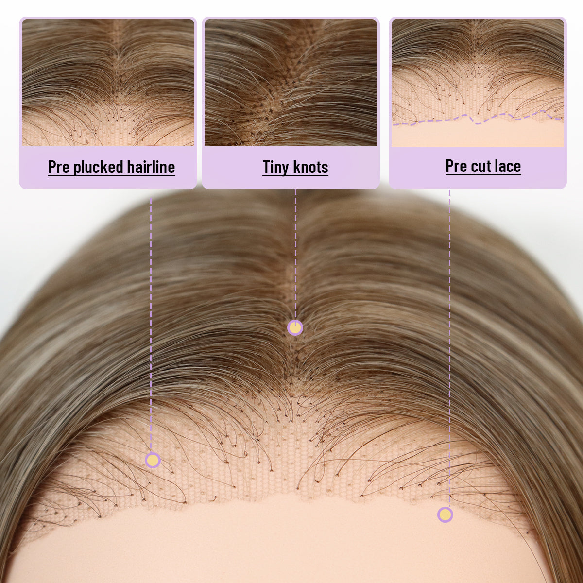 Blonde Highlight Wig 9x7 Glueless Synthetic Lace Front Wig Straight Wig Premium Human-Hair-Like Fiber