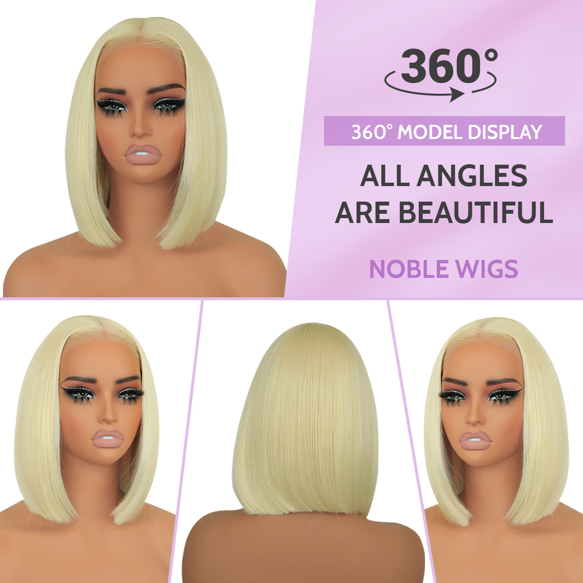 Wear and Go Glueless 9x7 Blonde Lace Front Synthetic Straight Wigs Double Drawn Bob Wig