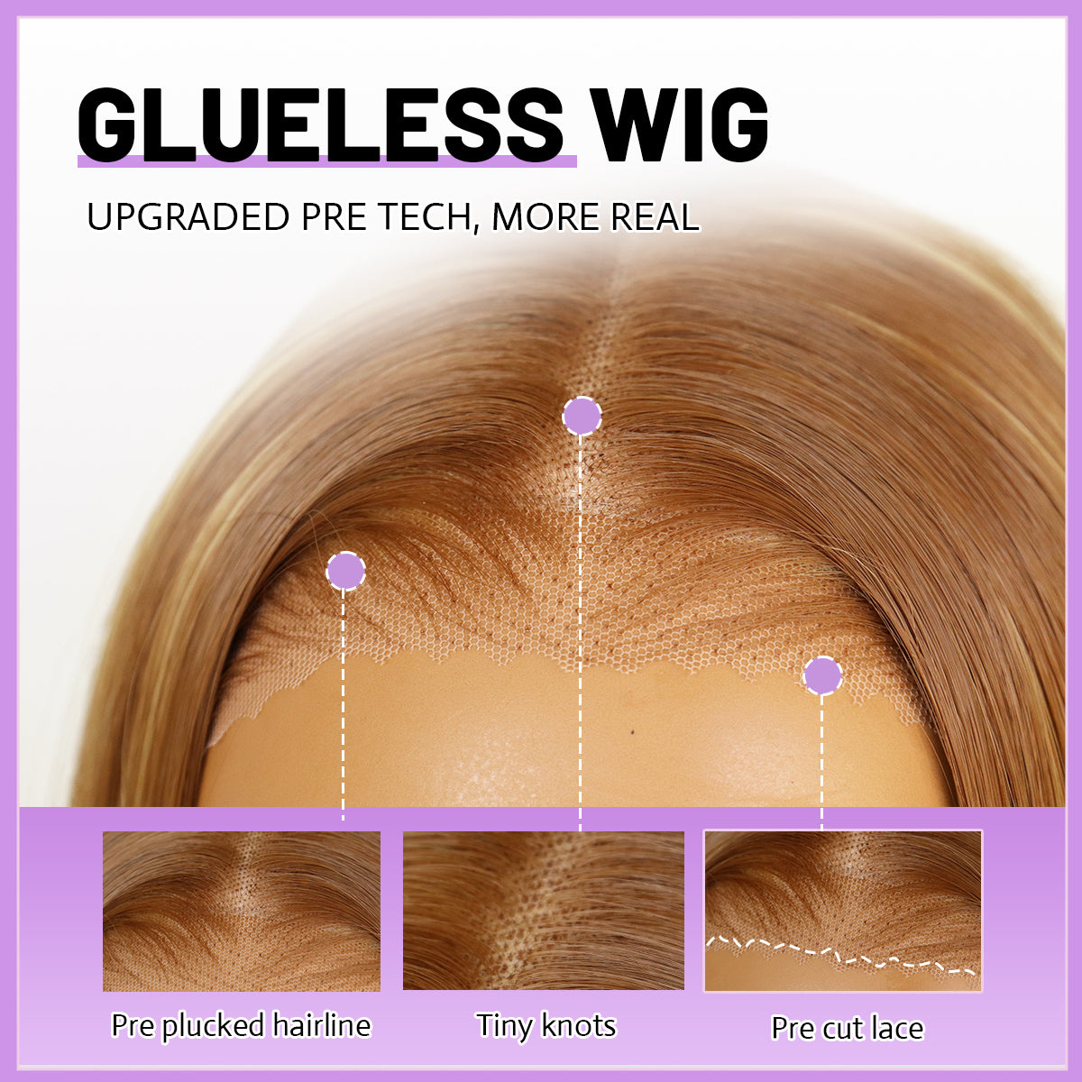 Honey Blonde Highlight 9x7 Lace Wig Long Straight Layered Wig Premium Human-Hair-Like Fiber