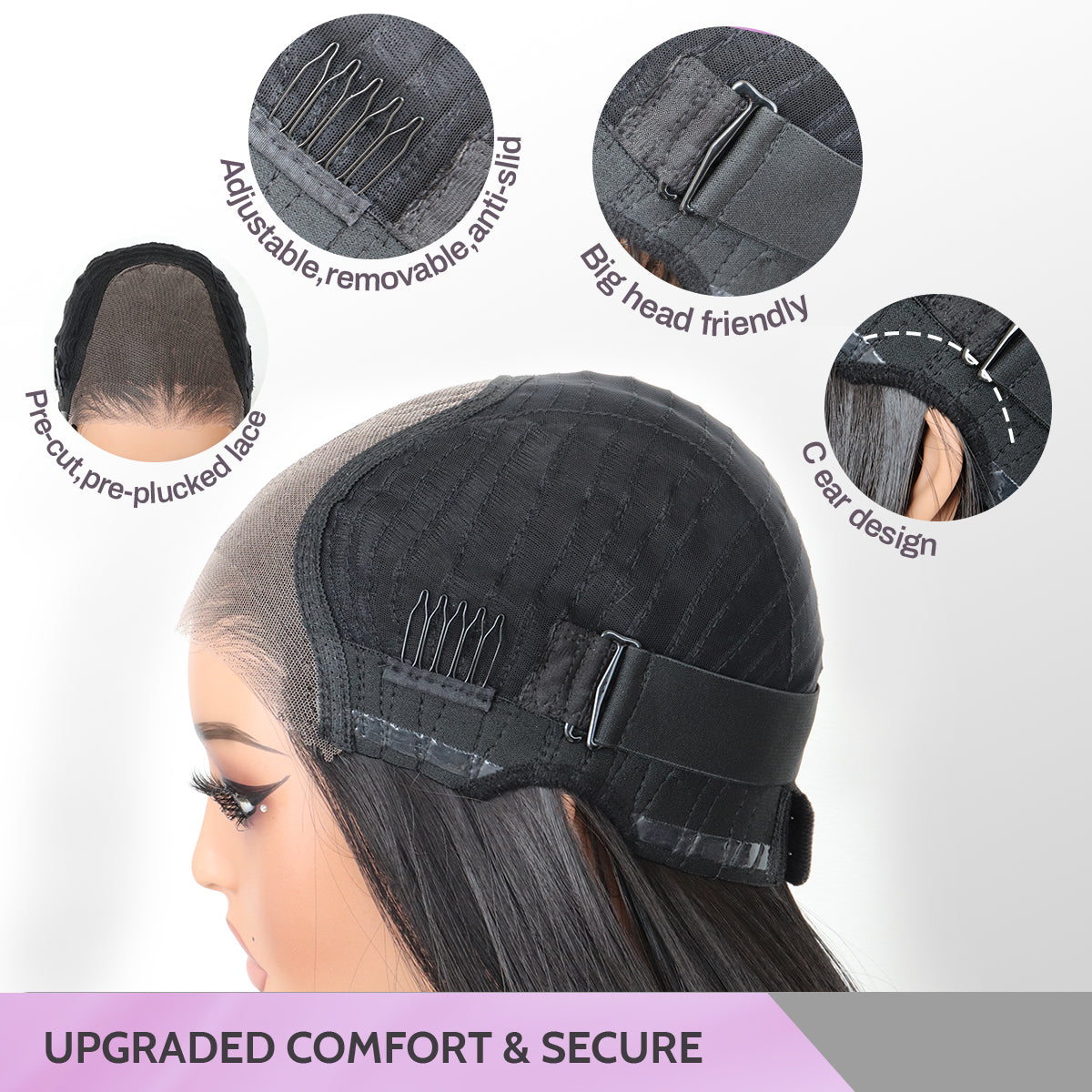 Wear and Go Glueless 9x7 Lace Front Synthetic Straight Wigs Bob Wig