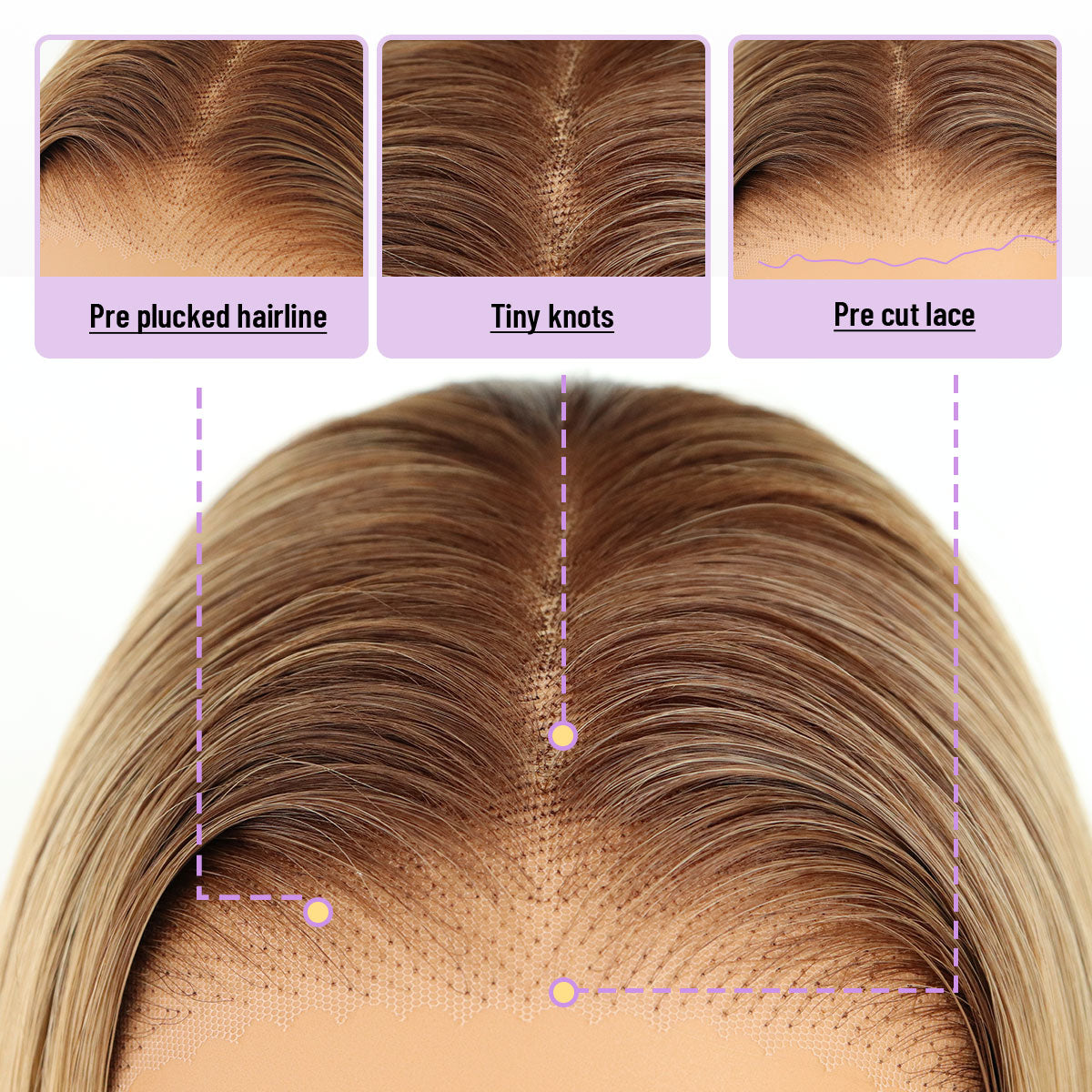 Honey Blonde Wig 9x7 Glueless Synthetic Lace Front  Straight Wig Premium Human-Hair-Like Fiber
