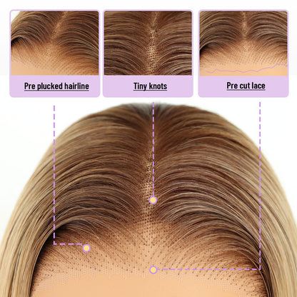 Honey Blonde Wig 9x7 Glueless Synthetic Lace Front  Straight Wig Premium Human-Hair-Like Fiber