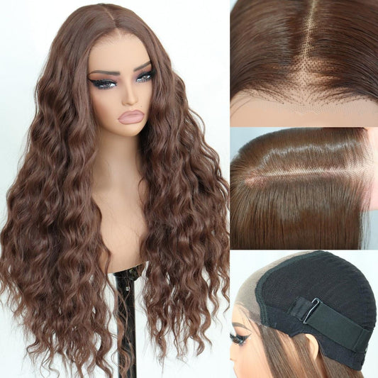 Glueless Synthetic Water Wave 9X7 Lace Front Wig Wear And Go Premium Human-Hair-Like Fiber
