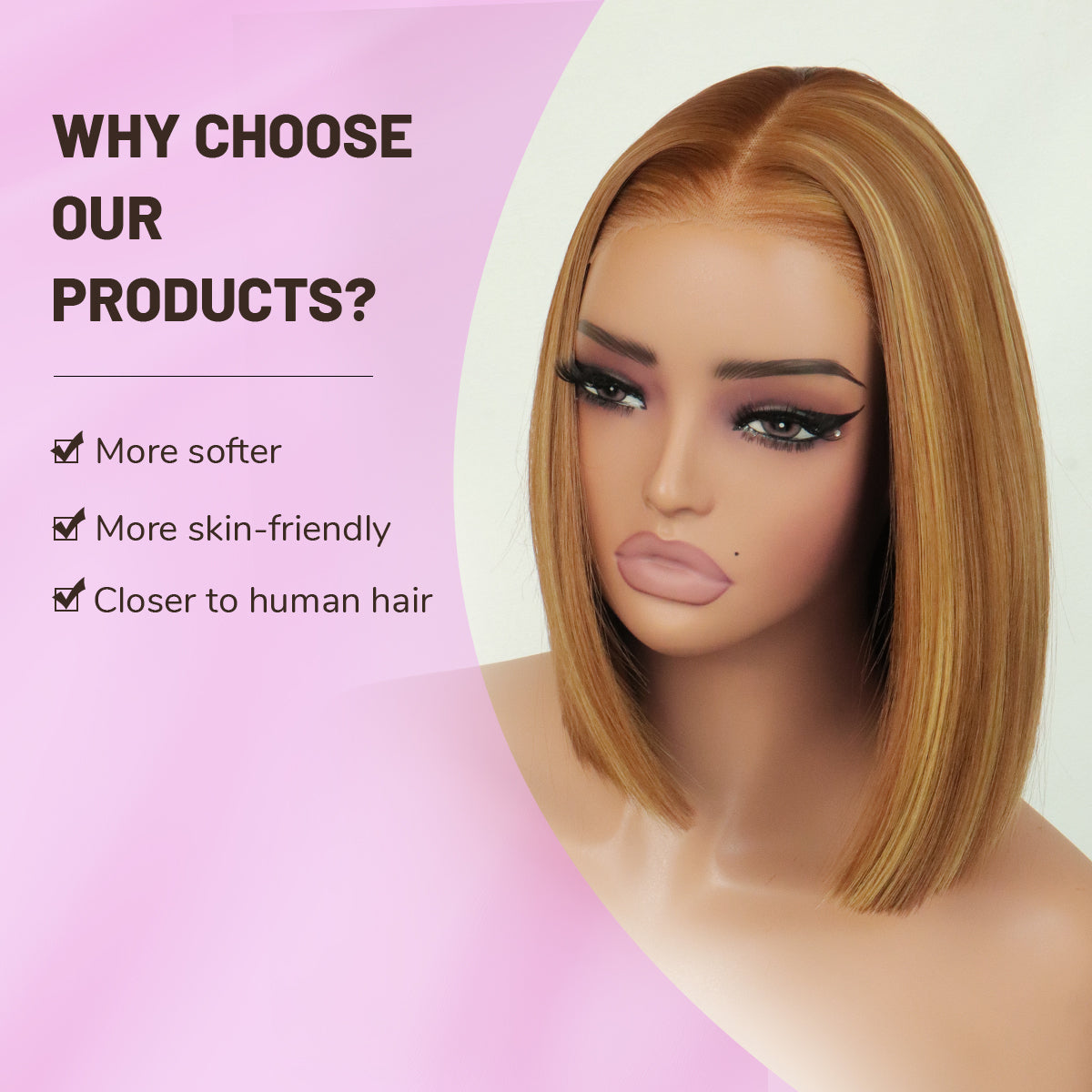 Wear and Go Glueless 9x7 Lace Front Omber Highlight Bob Wig Synthetic Straight Wigs Double Drawn