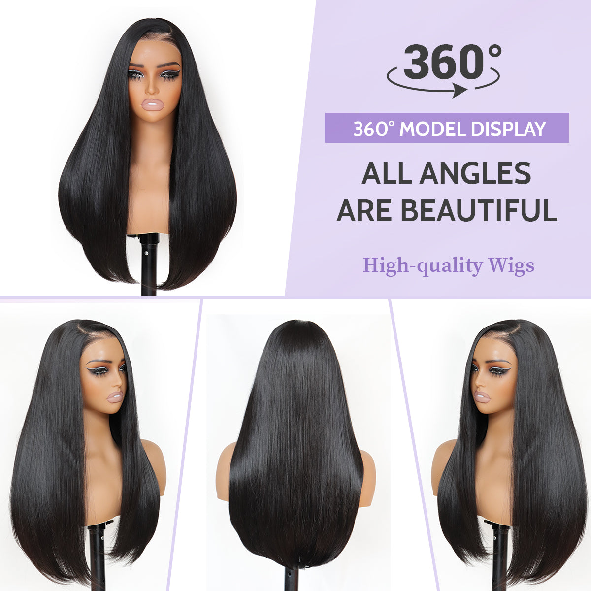 U&A HAIR Wear and Go Glueless 9X7 Yaki Straight Lace Front Wigs 220% Density Pre Cut Plucked Invisible Knots 20 Inches
