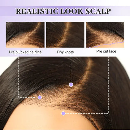 9x7 Glueless C-Part Layered Wig Wear and Go Lace Front Straight Wig Pre Plucked Pre Cut Tiny Knots
