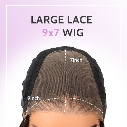 Synthetic Wear&Go 9x7 Glueless Short Bob Straight Layered Cut Lace Front Straight Chocolate Brown Wig Premium Human-Hair-Like Fiber