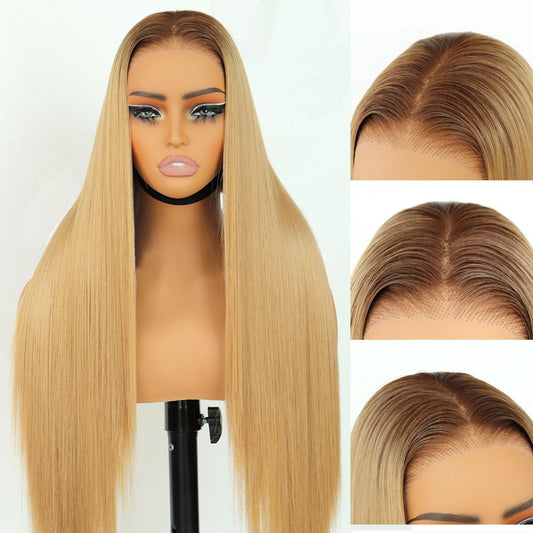 Honey Blonde Wig 9x7 Glueless Synthetic Lace Front  Straight Wig Premium Human-Hair-Like Fiber