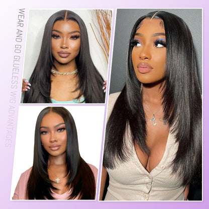 Glueless Synthetic layered cut 9x7 Lace Front Wig Wear And Go Premium Human-Hair-Like Fiber