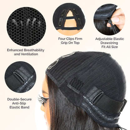 Yaki Straight V Part Layered Wig 250% Density Glueless No Leave Out Synthetic Hair Wig 22 Inch Beginner Friendly T4/Ash Blonde