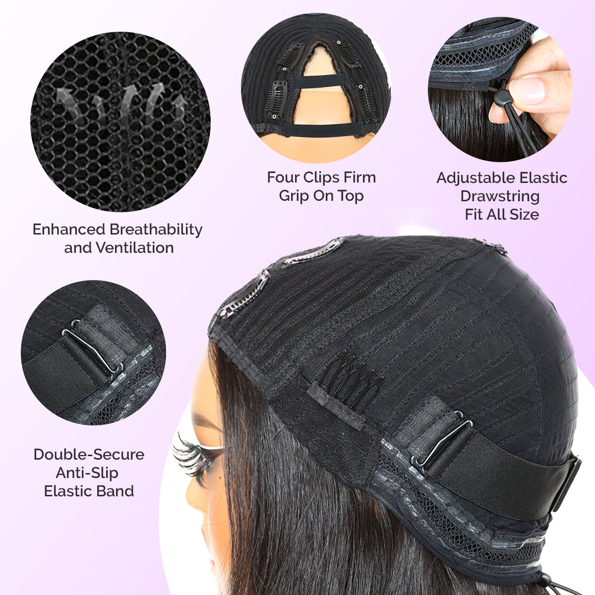 Yaki Straight V Part Layered Wig 250% Density Glueless No Leave Out Synthetic Hair Wig 22 Inch Beginner Friendly Natural Black