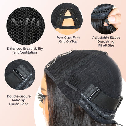 Yaki Straight V Part Layered Wig 250% Density Glueless No Leave Out Synthetic Hair Wig 22 Inch Beginner FriendlyHighlight 2/30