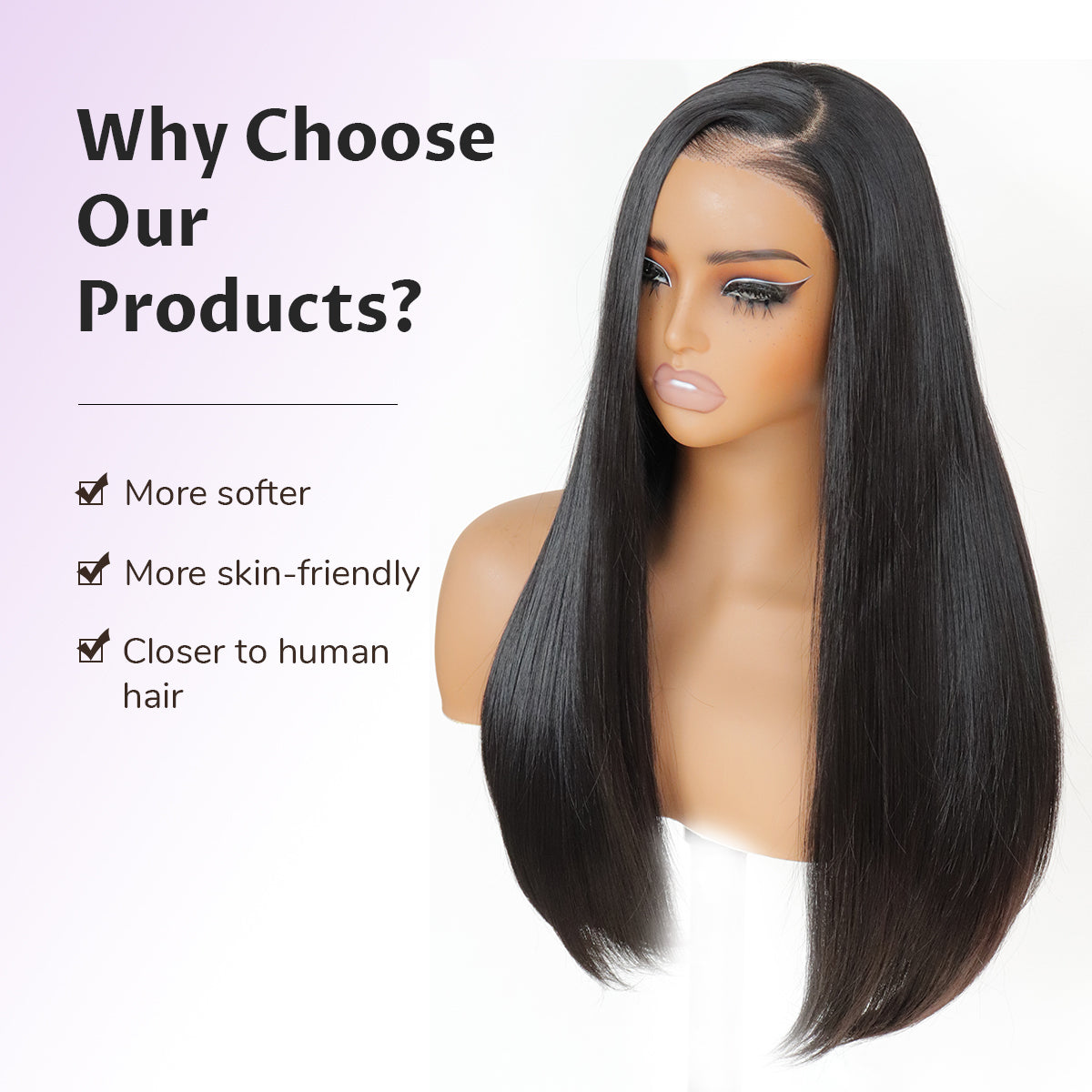 U&A HAIR Wear and Go Glueless 9X7 Yaki Straight Lace Front Wigs 220% Density Pre Cut Plucked Invisible Knots 20 Inches