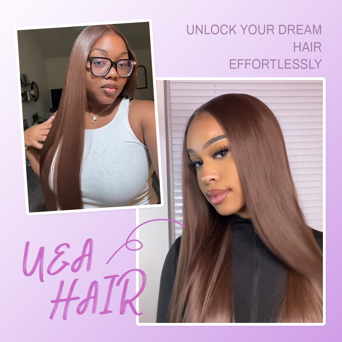 Chocolate Brown Glueless Synthetic Wear and Go 9x7 Lace Front Wig Premium Human-Hair-Like Fiber