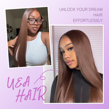 Chocolate Brown Glueless Synthetic Wear and Go 9x7 Lace Front Wig Premium Human-Hair-Like Fiber