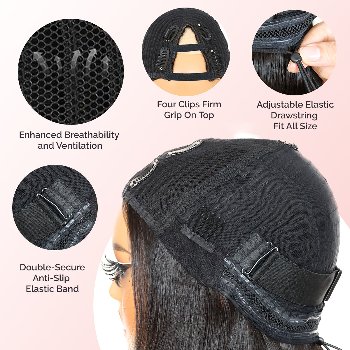 Yaki Straight V Part Layered Wig 250% Density Glueless No Leave Out Synthetic Hair Wig 22 Inch Beginner Friendly T4/60 Brown Platinum